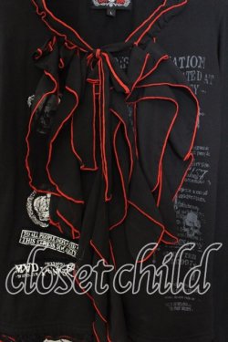 画像2: MAD / 英字ptラッフルフリルカットソー L ブラック×レッド O-25-12-20-034-PU-TO-OW-OS