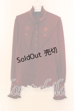 画像1: Ozz oneste / 和チャイナ刺繍裏起毛ブラウス  ワイン O-25-12-20-037-OO-BL-OW-OS