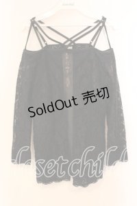 Rozen Kavalier / 総レースオフショルトップス  ブラック O-25-12-20-040-OO-TO-OW-OS