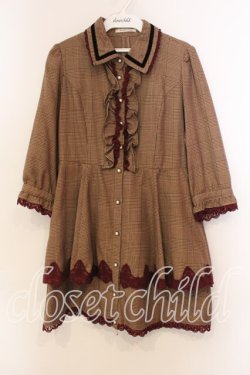 画像1: axes femme / チェックペプラムシャツチュニック  ブラウン O-25-12-20-044-AX-OP-IG-OS