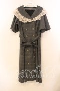 axes femme NOSTALGIE / W釦レース襟チェック柄ワンピース  グレー O-25-12-20-046-AX-OP-IG-OS