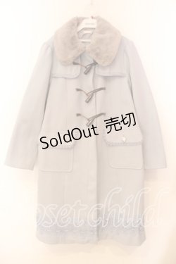 画像1: axes femme / レース使いダッフルコート L ブルー O-25-12-20-053-AX-CO-OW-OS