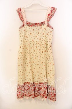 画像3: Jane Marple / リバティプリントのエプロン風ワンピース  アイボリー×ピンク O-25-12-20-057-JM-OP-IG-OS