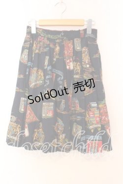 画像1: Jane Marple / スーベニアエンブレムプリント のミニスカート Ｍ クロ O-25-12-20-060-JM-SK-IG-OS