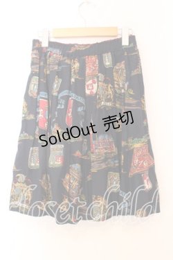 画像2: Jane Marple / スーベニアエンブレムプリント のミニスカート Ｍ クロ O-25-12-20-060-JM-SK-IG-OS