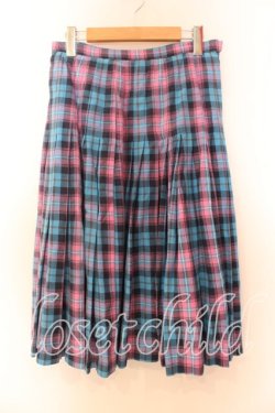 画像1: Candy Stripper / チェックプリーツミディスカート Ｍ ピンク×ブルー O-25-12-20-062-PU-SK-IG-OS