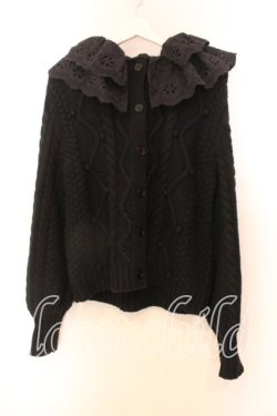 画像1: Candy Stripper / FRILL COLLAR KNIT カーディガン 2 ブラック O-25-12-20-065-PU-TO-IG-OS