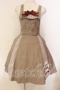 画像1: ALICE and the PIRATES / クリスのもこもこワッペンサロペットスカート  ベージュ O-25-12-20-014-PA-OP-OW-OS