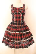 Angelic Pretty / Fancyタータンチェックジャンパースカート  ネイビー×アカ O-25-12-20-015-AP-OP-OW-OS