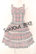 Angelic Pretty / Fancyタータンチェックジャンパースカート  ネイビー×アカ O-25-12-20-015-AP-OP-OW-OS