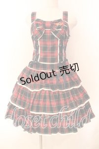 Angelic Pretty / Fancyタータンチェックジャンパースカート  ネイビー×アカ O-25-12-20-015-AP-OP-OW-OS