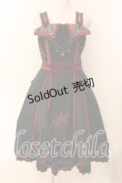 画像1: Ozz oneste / 朱雀刺繍 和チャイナジャンパースカート  ブラック×レッド O-25-12-20-020-OO-OP-OW-OS