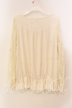 画像2: axes femme / 裾レース透けブラウス M キナリ O-25-12-22-037-AX-BL-OW-OS
