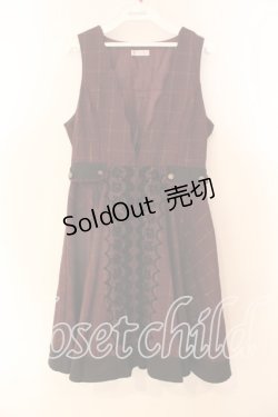 画像1: axes femme / グレンチェックジャンドレ M ワイン O-25-12-22-039-AX-OP-OW-ZT505