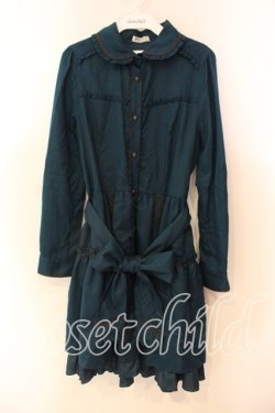 画像1: axes femme / ビスチェ切り替えシャツワンピース M グリーン O-25-12-22-041-AX-OP-OW-OS