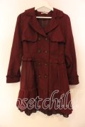 axes femme / ファー襟トレンチコート L ワイン O-25-12-22-044-AX-CO-OW-ZT-C044