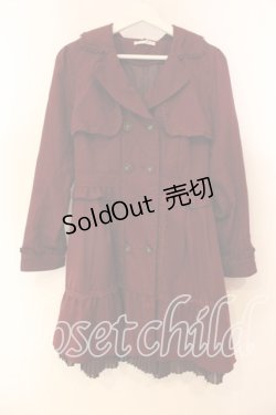 画像1: axes femme / ファー襟トレンチコート L ワイン O-25-12-22-044-AX-CO-OW-ZT-C044