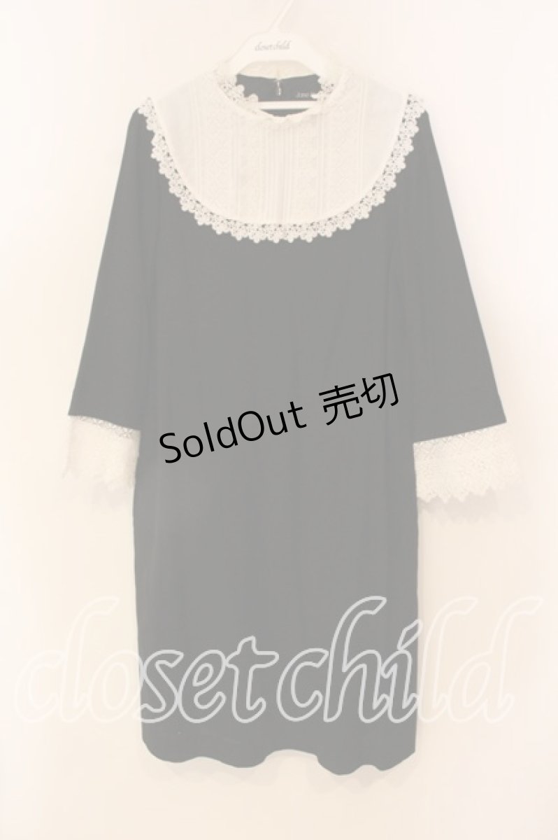 画像1: Jane Marple / Voile and lace york trapeze dress　ワンピース M クロ×シロ O-25-12-22-046-JM-OP-OW-OS (1)