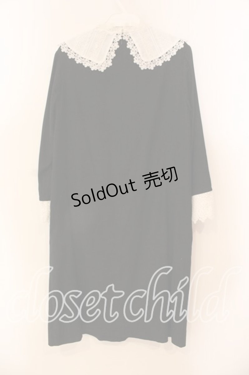 画像4: Jane Marple / Voile and lace york trapeze dress　ワンピース M クロ×シロ O-25-12-22-046-JM-OP-OW-OS (4)