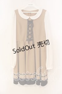 Ank Rouge / レースアップ丸襟ワンピース M ブラウン O-25-12-22-050-CA-OP-OW-OS