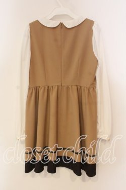 画像2: Ank Rouge / レースアップ丸襟ワンピース M ブラウン O-25-12-22-050-CA-OP-OW-OS