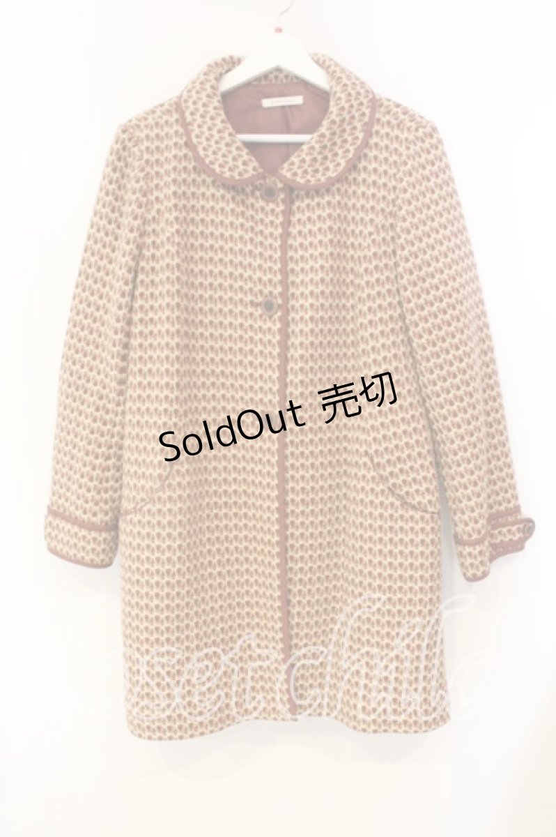 画像1: axes femme / ファー付きツイードチェックコート【ファー欠品】  ブラウン×アイボリー O-25-12-22-058-AX-CO-IG-ZTC044 (1)