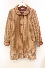画像1: axes femme / ファー付きツイードチェックコート【ファー欠品】  ブラウン×アイボリー O-25-12-22-058-AX-CO-IG-ZTC044 (1)