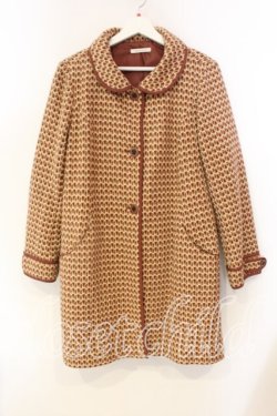 画像1: axes femme / ファー付きツイードチェックコート【ファー欠品】  ブラウン×アイボリー O-25-12-22-058-AX-CO-IG-OS