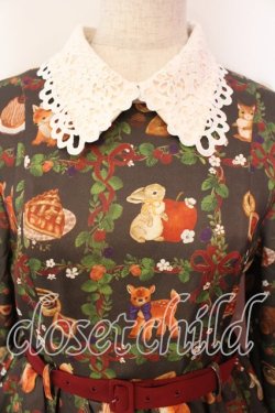 画像2: axes femme kawaii / 森のケーキ屋さん柄ワンピース  ブラウン O-25-12-22-004-AX-OP-IG-OS