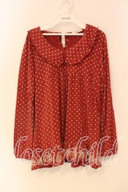 画像1: axes femme / ドット柄衿付きプルオーバー  アカ O-25-12-22-1001-AX-TO-IG-OS