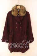 axes femme / ファー襟コート M ワイン O-25-12-22-1006-AX-CO-IG-ZT-CO035