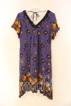 画像2: axes femme / Vネック花柄ワンピース  ネイビー O-25-12-22-1007-AX-OP-IG-OS