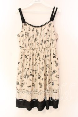 画像1: axes femme / 楽器柄キャミワンピース M ベージュ O-25-12-22-1013-AX-OP-IG-OS