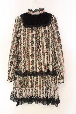 画像2: axes femme / 花柄フロッキーシフォンワンピース  オフ×クロ O-25-12-22-1016-AX-OP-IG-OS