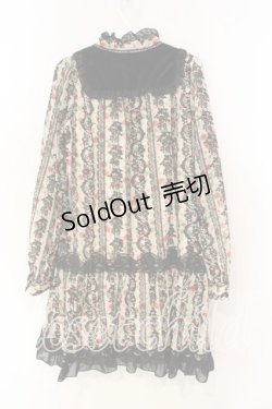 画像2: axes femme / 花柄フロッキーシフォンワンピース  オフ×クロ O-25-12-22-1016-AX-OP-IG-ZT525