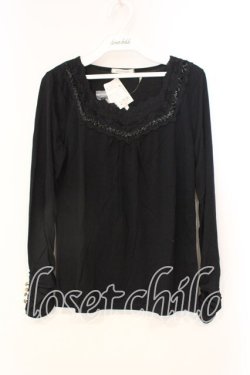 画像1: axes femme / 袖口ボタンインナープルオーバー M クロ O-25-12-22-1018-AX-TO-IG-OS