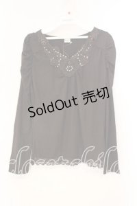 axes femme / ギャザーショルダーカットソー M ブラウン O-25-12-22-1020-AX-TO-IG-ZT525