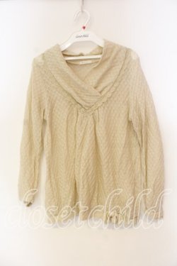 画像1: axes femme / レース配色透かし編みニット M アイボリー O-25-12-22-1022-AX-TO-IG-OS