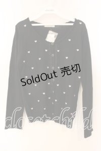 axes femme / ハート刺繍カーデ M クロ O-25-12-22-1036-AX-TO-IG-OS