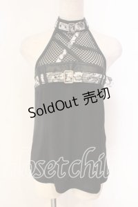 Qutie Frash / ホルターキャミ  ホワイトドラゴンサテン×ブラック O-25-12-22-006-QU-TO-IG-OS