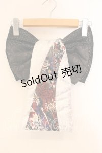 Qutie Frash / 飾り帯  ブラック×オフホワイト O-25-12-22-082-QU-ZA-IG-OS
