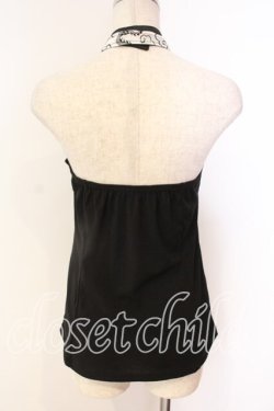 画像3: Qutie Frash / ホルターキャミ  ホワイトドラゴンサテン×ブラック O-25-12-22-006-QU-TO-IG-OS