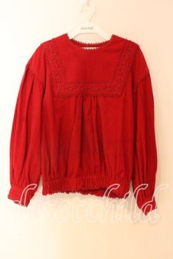 画像1: STREET ORGAN / レース使い起毛トップス M アカ O-25-12-22-090-EL-TO-OW-OS