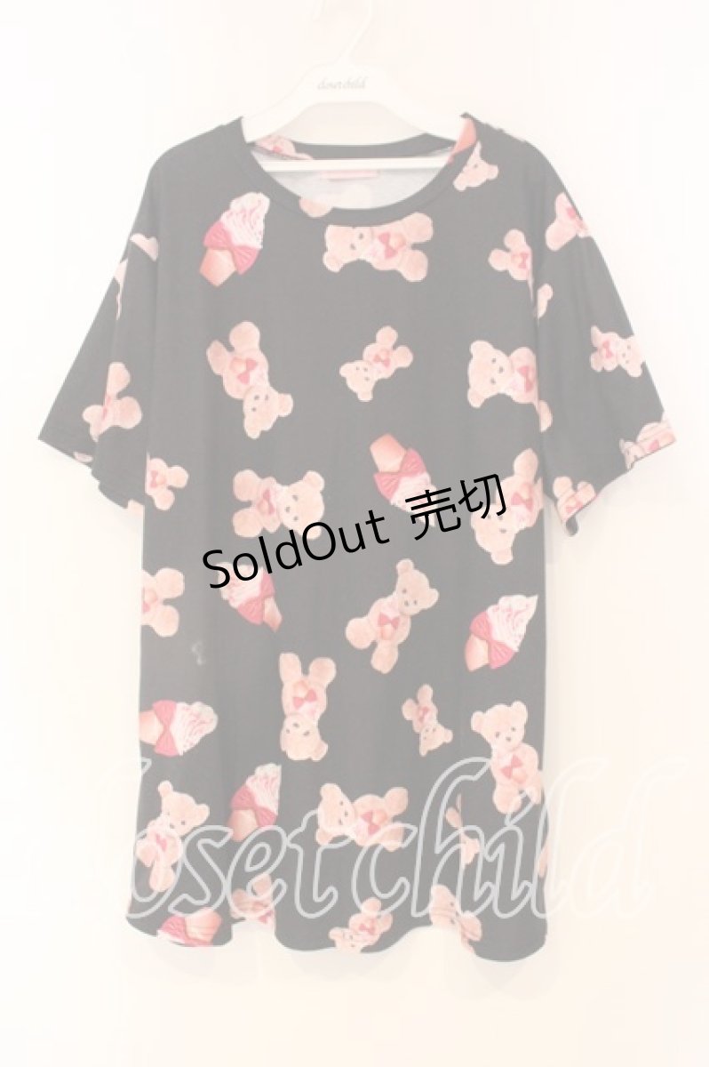 画像1: Princess Melody / ソフトくりぃむくまちゃんTシャツ  クロ O-25-12-22-091-EL-TO-OW-OS (1)