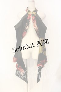 Qutie Frash / チャイナオフショル着物カーデ  ブラック×レッド O-25-12-22-098-QU-TO-OW-OS