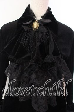 画像2: MARBLE / ゴシックエレガンス調アシンメトリー堕天使ドレスセット  黒ベロア×黒レースフリル×アンティークゴールドカメオ O-25-12-22-002-GO-OP-IG-OS