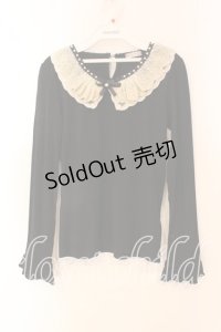 axes femme / レースカラーテレコカットソー Ｍ クロ O-25-12-22-022-AX-TO-IG-OS