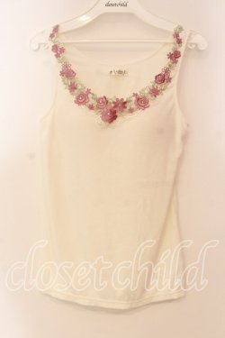 画像1: axes femme / パット付きレースタンクトップ Ｍ オフシロ O-25-12-22-024-AX-TO-IG-OS