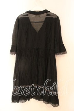 画像2: axes femme / レース配色シャツチュニック M クロ O-25-12-22-026-AX-BL-OW-OS