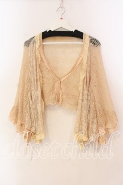 画像1: axes femme / レースレイヤードケープ風鍵編みボレロ M キナリ O-25-12-22-033-AX-TO-OW-OS